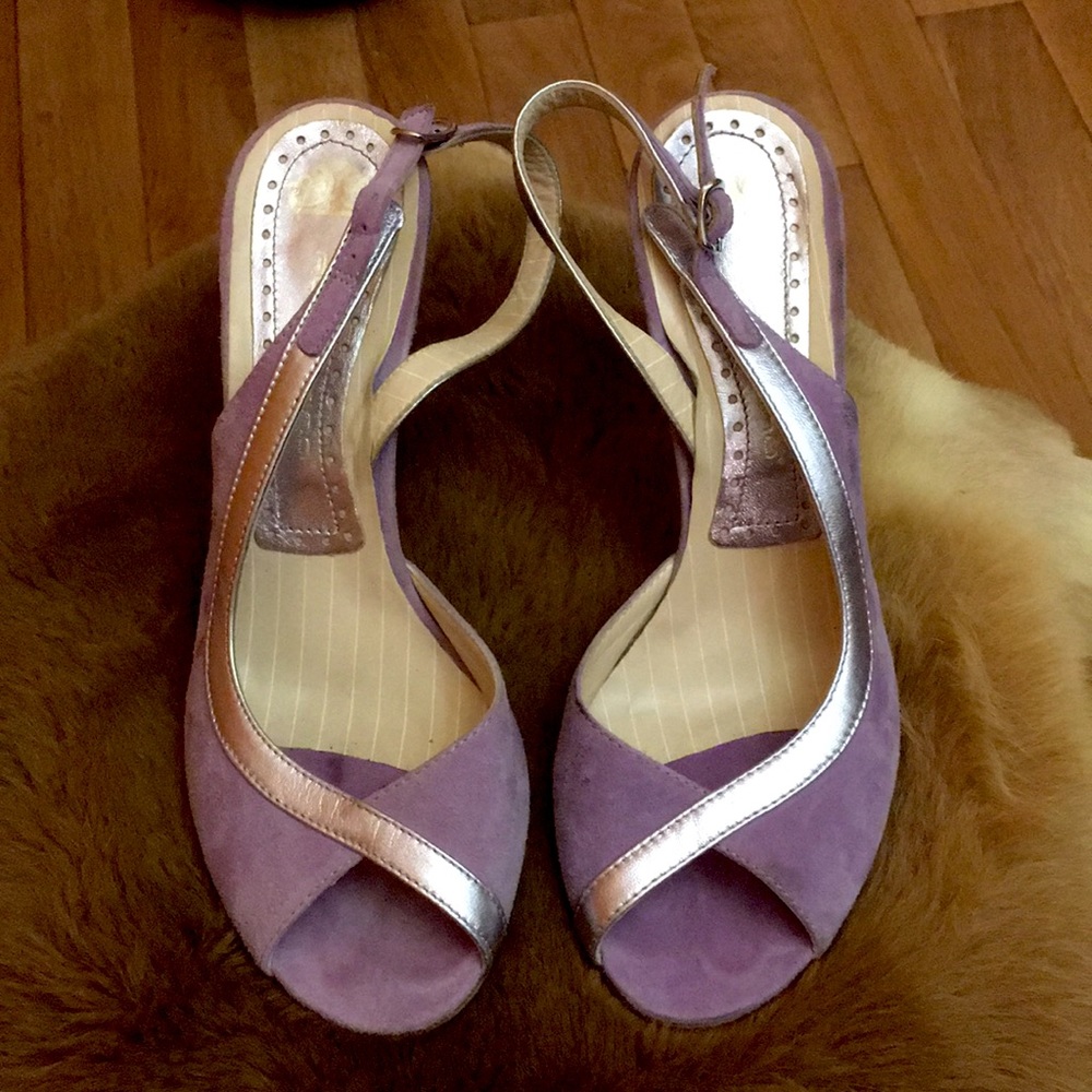 Lilac suede & metallic Fornarina Italian heels